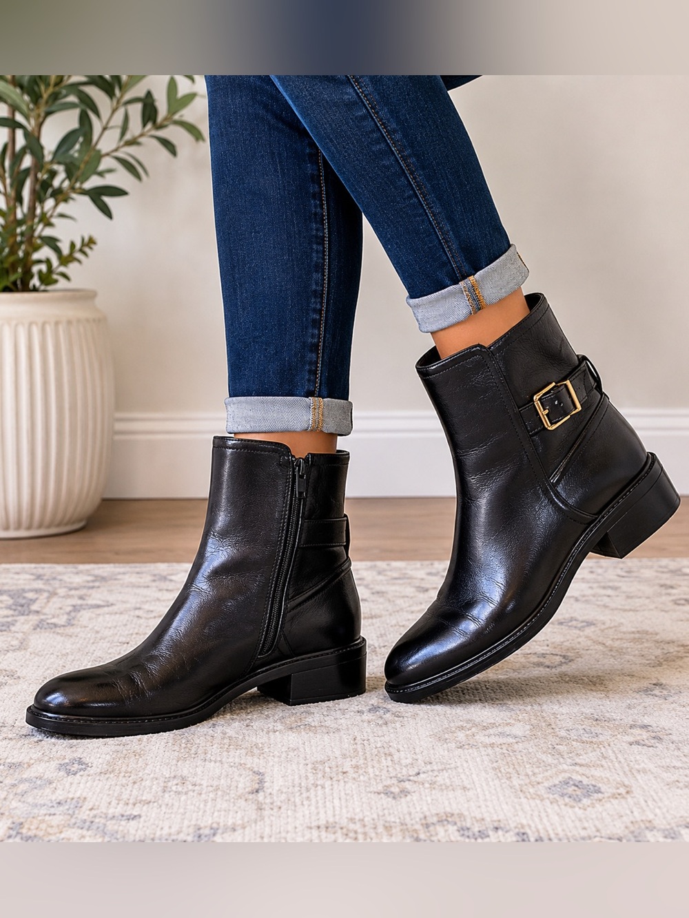 Cole Haan Silvana Leather Ankle Boots | Black | Size 8 | NIB